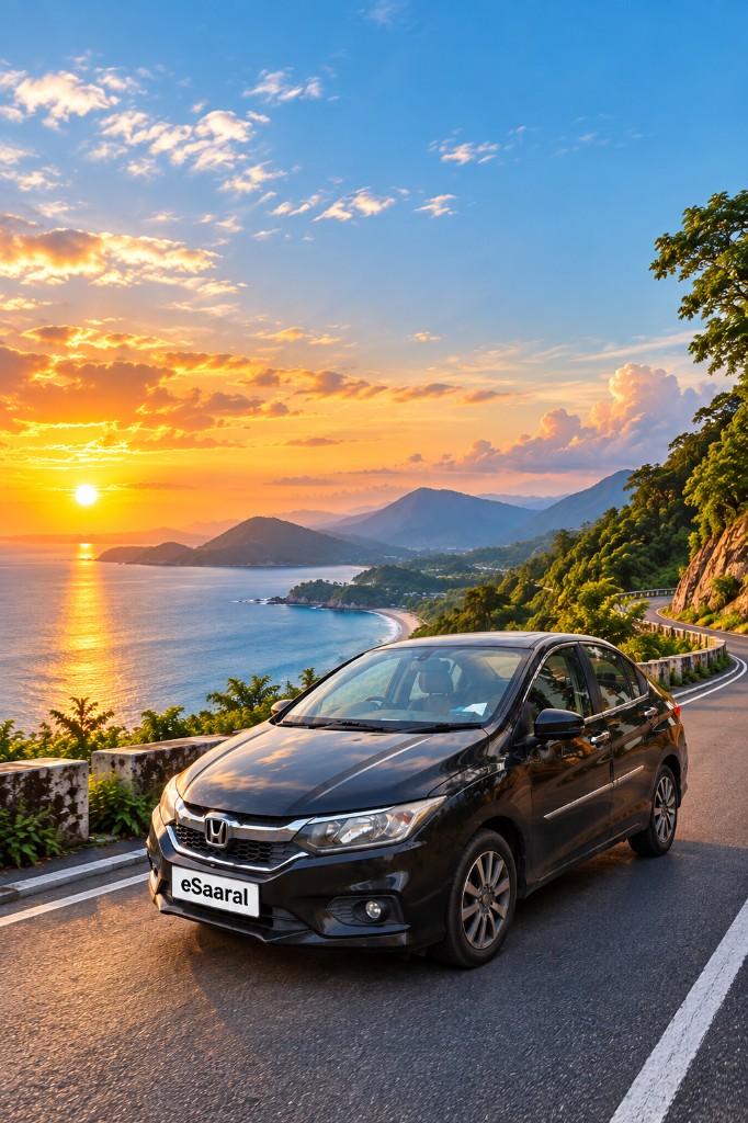 eSaaral chauffeur car at sunset